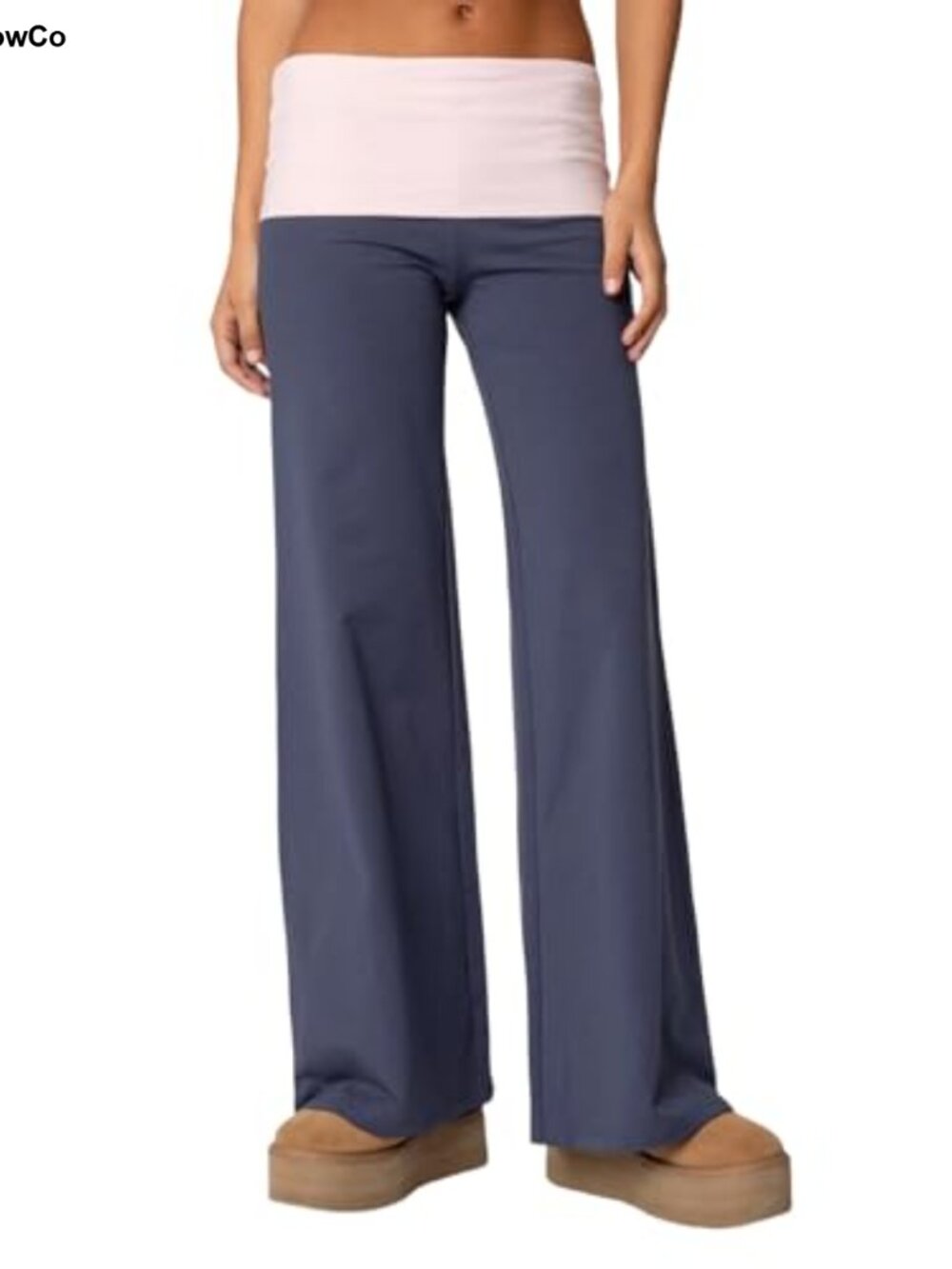 Fold Over Flared Leggings Women's Y2K Wide Leg Yoga Pants